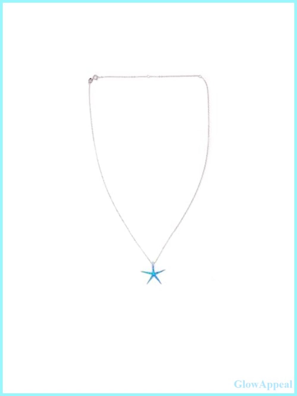 Sterling Silver 925 Rhodium Plated Starfish Pendant Necklace with Opal